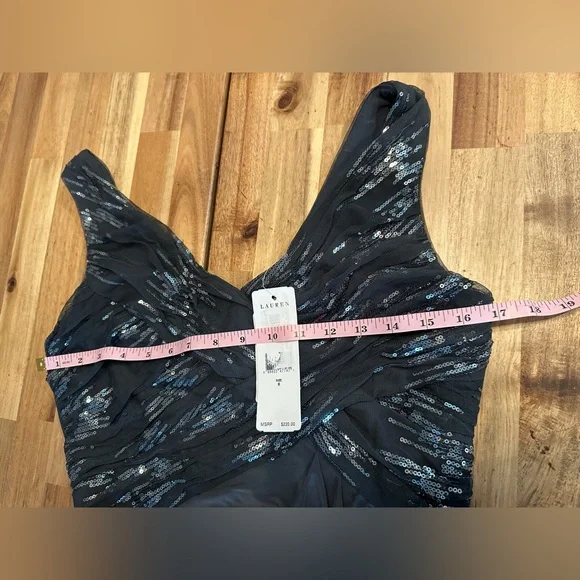 Ralph Lauren | Gray Ruched Sequin Dress| Size 6 | NWT - Picture 8 of 11